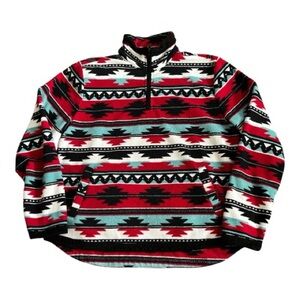 Outback Trading Company Quarter-Zip Aztec Patterned Fleece Pullover XL